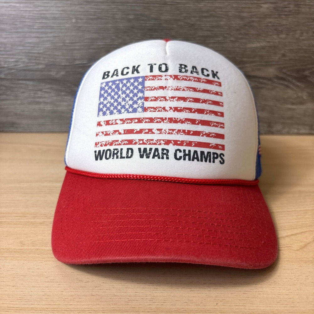 Back To Back World War‎ Champs Hat Cap Snap Back Blue Trucker Adjustable